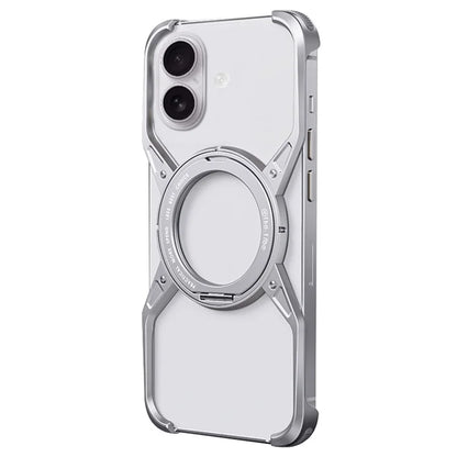 For iPhone 16 Case Kickstand Frameless Aluminum Alloy Bumper Phone Cover