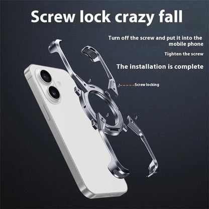 For iPhone 16 Case Kickstand Frameless Aluminum Alloy Bumper Phone Cover