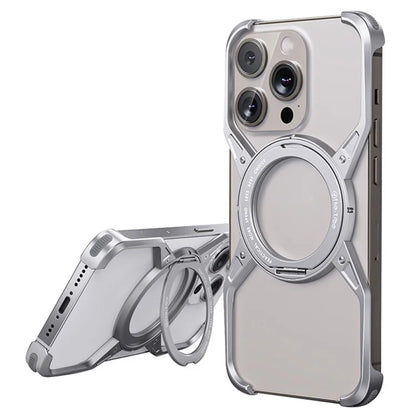 For iPhone 16 Pro Case Kickstand Frameless Aluminum Alloy Bumper Phone Cover