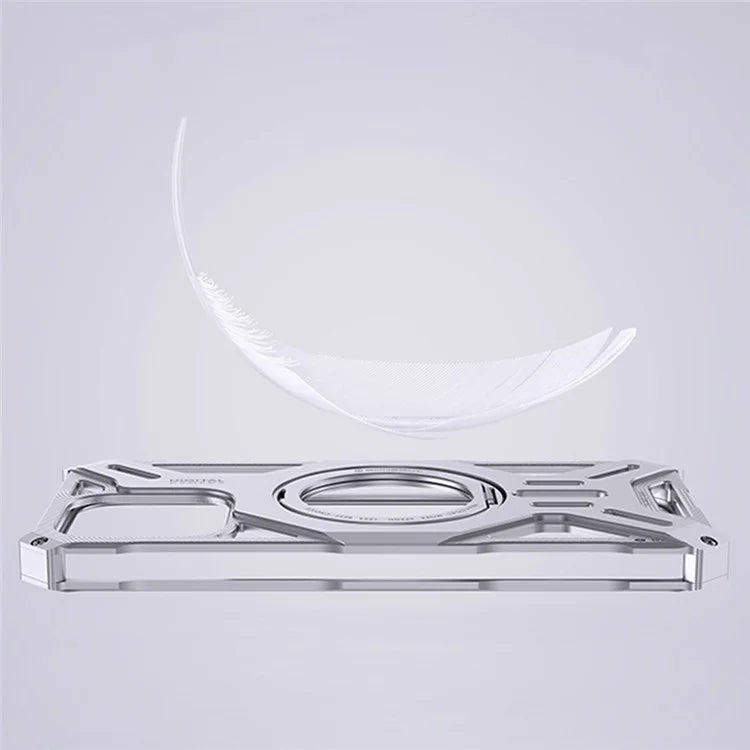 For iPhone 16 Pro Max Case Kickstand Frameless Aluminum Alloy+Silicone Phone Bumper Cover