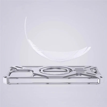 For iPhone 16 Pro Max Case Kickstand Frameless Aluminum Alloy+Silicone Phone Bumper Cover