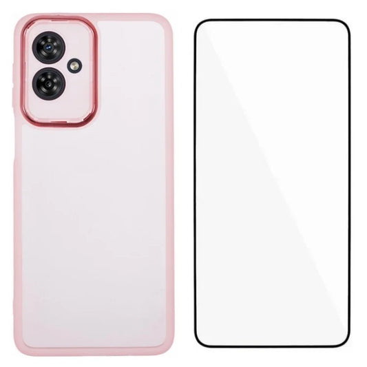WANLONFENG DKSM Series for Motorola Moto G54 5G TPU Case Electroplated Frame with Tempered Glass
