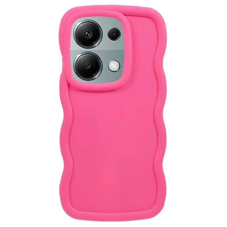 WANLONFENG XL Series for Xiaomi Poco M6 Pro 4G / Redmi Note 13 Pro 4G Case Wave Edge TPU Cover with Tempered Glass Film