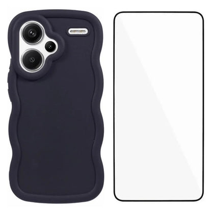 WANLONFENG XL Series for Xiaomi Redmi Note 13 Pro+ 5G Case Wave Edge TPU Cover with Tempered Glass Film