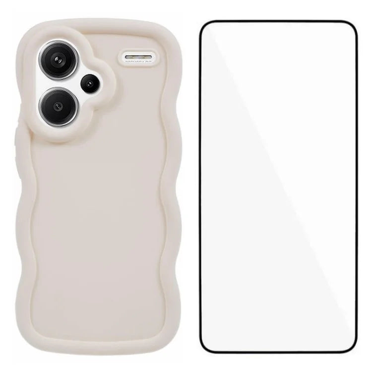 WANLONFENG XL Series for Xiaomi Redmi Note 13 Pro+ 5G Case Wave Edge TPU Cover with Tempered Glass Film