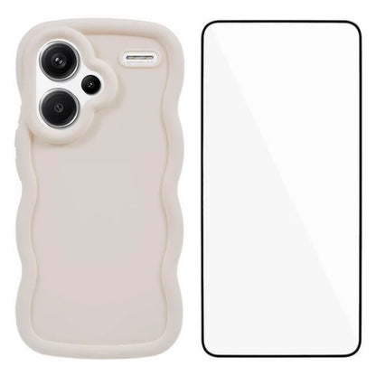 WANLONFENG XL Series for Xiaomi Redmi Note 13 Pro+ 5G Case Wave Edge TPU Cover with Tempered Glass Film