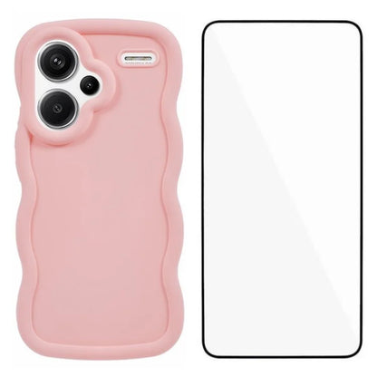 WANLONFENG XL Series for Xiaomi Redmi Note 13 Pro+ 5G Case Wave Edge TPU Cover with Tempered Glass Film