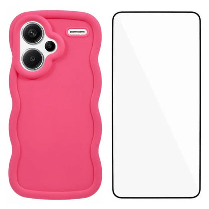WANLONFENG XL Series for Xiaomi Redmi Note 13 Pro+ 5G Case Wave Edge TPU Cover with Tempered Glass Film