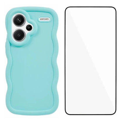 WANLONFENG XL Series for Xiaomi Redmi Note 13 Pro+ 5G Case Wave Edge TPU Cover with Tempered Glass Film