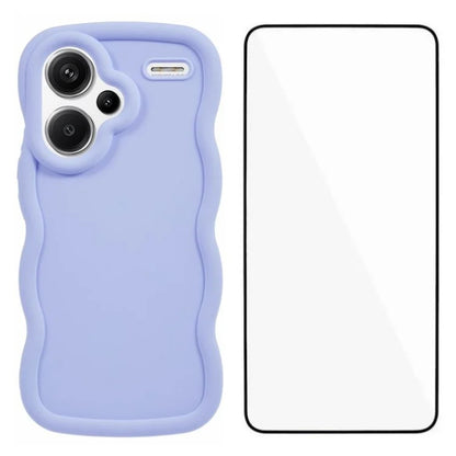 WANLONFENG XL Series for Xiaomi Redmi Note 13 Pro+ 5G Case Wave Edge TPU Cover with Tempered Glass Film