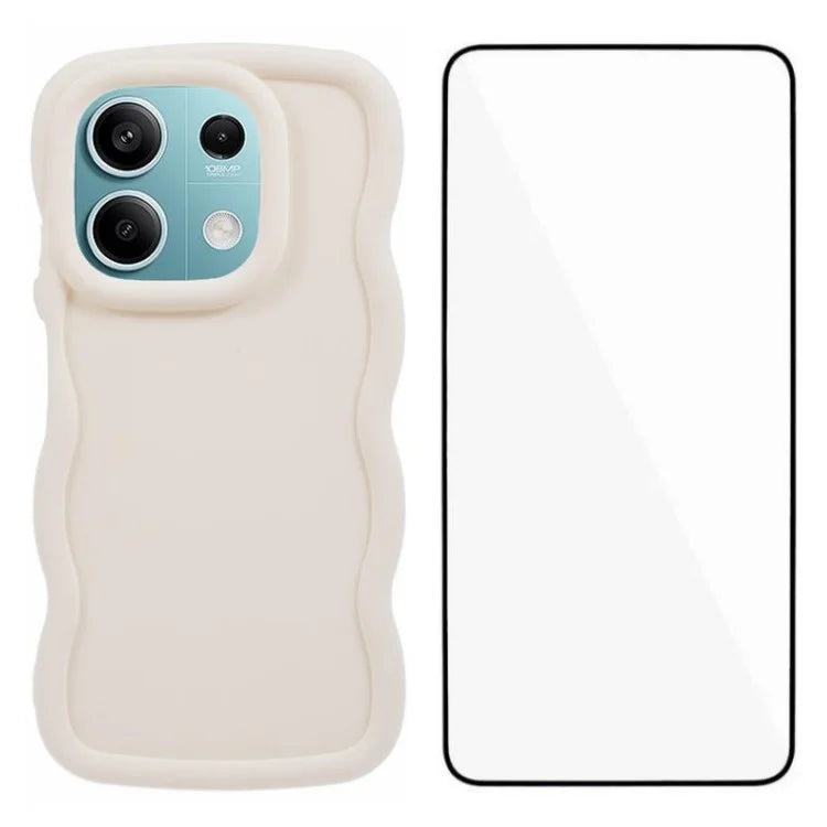 WANLONFENG XL Series for Xiaomi Poco X6 5G / Redmi Note 13 Pro 5G Case Wave Edge TPU Cover with Tempered Glass Film