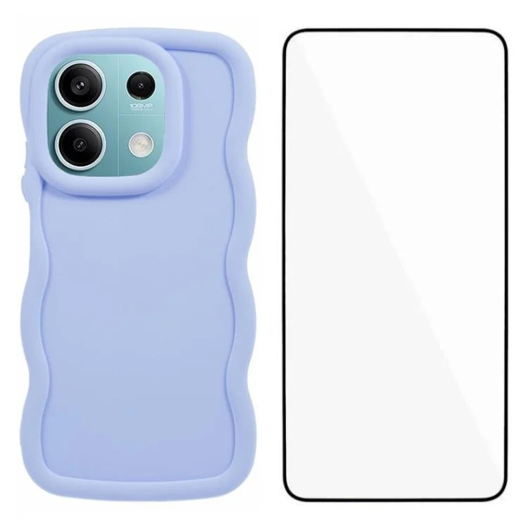 WANLONFENG XL Series for Xiaomi Poco X6 5G / Redmi Note 13 Pro 5G Case Wave Edge TPU Cover with Tempered Glass Film