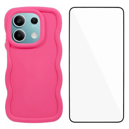 WANLONFENG XL Series for Xiaomi Redmi Note 13 5G Case Wave Edge TPU Cover with Tempered Glass Film