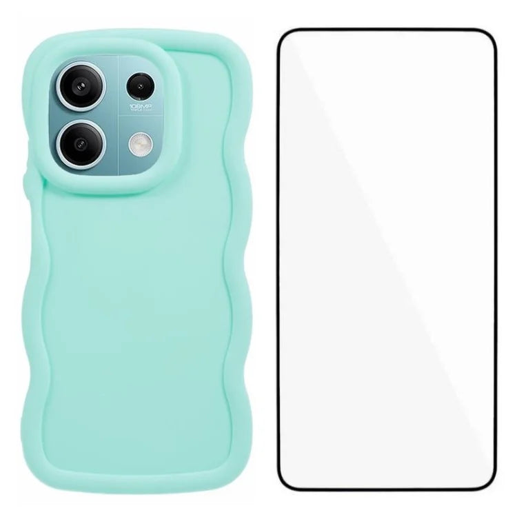 WANLONFENG XL Series for Xiaomi Redmi Note 13 5G Case Wave Edge TPU Cover with Tempered Glass Film