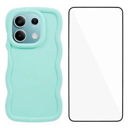 WANLONFENG XL Series for Xiaomi Redmi Note 13 5G Case Wave Edge TPU Cover with Tempered Glass Film