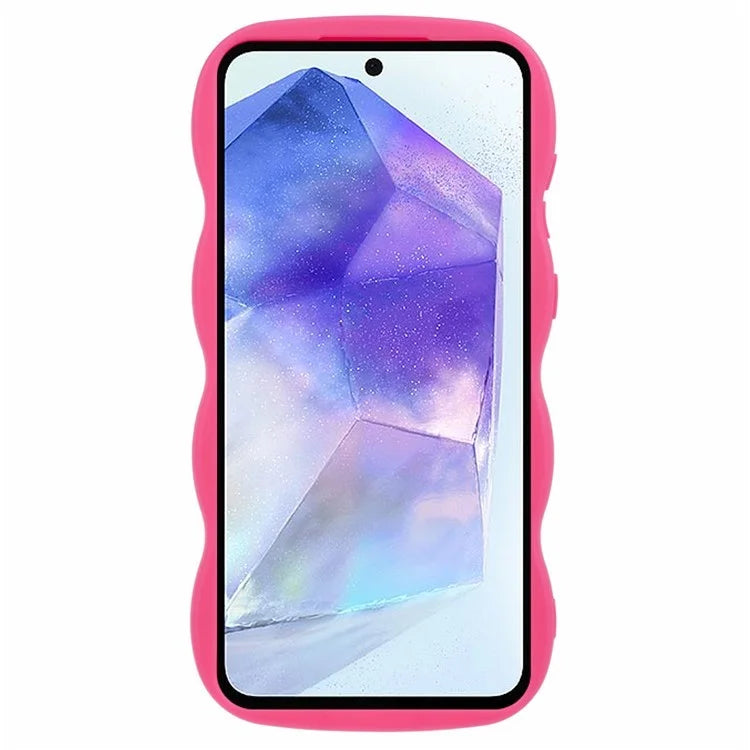WANLONFENG XL Series for Samsung Galaxy A55 5G Case Wave Edge TPU Cover with Tempered Glass Film