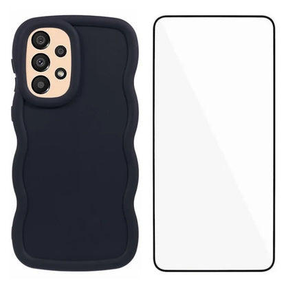 WANLONFENG XL Series for Samsung Galaxy A53 5G Case Wave Edge TPU Cover with Tempered Glass Film