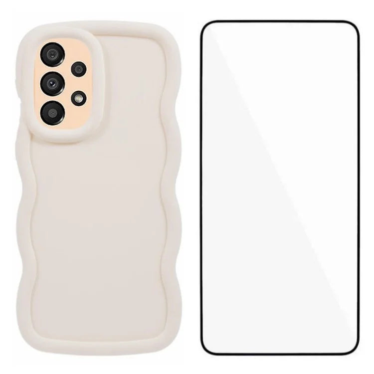 WANLONFENG XL Series for Samsung Galaxy A53 5G Case Wave Edge TPU Cover with Tempered Glass Film