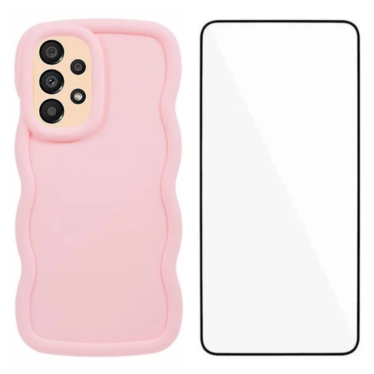 WANLONFENG XL Series for Samsung Galaxy A53 5G Case Wave Edge TPU Cover with Tempered Glass Film