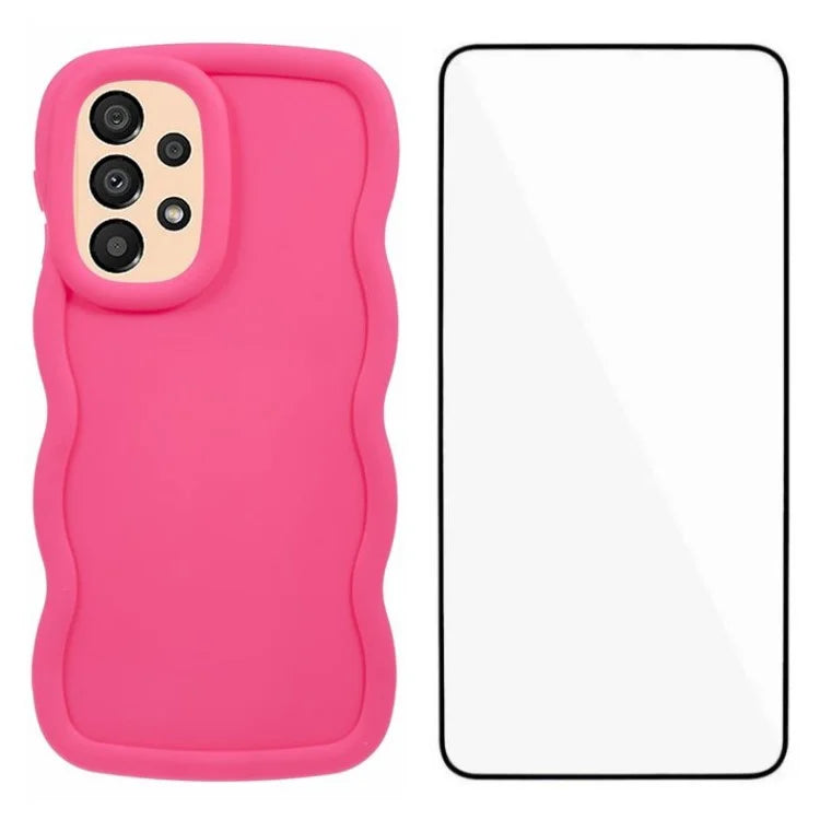 WANLONFENG XL Series for Samsung Galaxy A53 5G Case Wave Edge TPU Cover with Tempered Glass Film