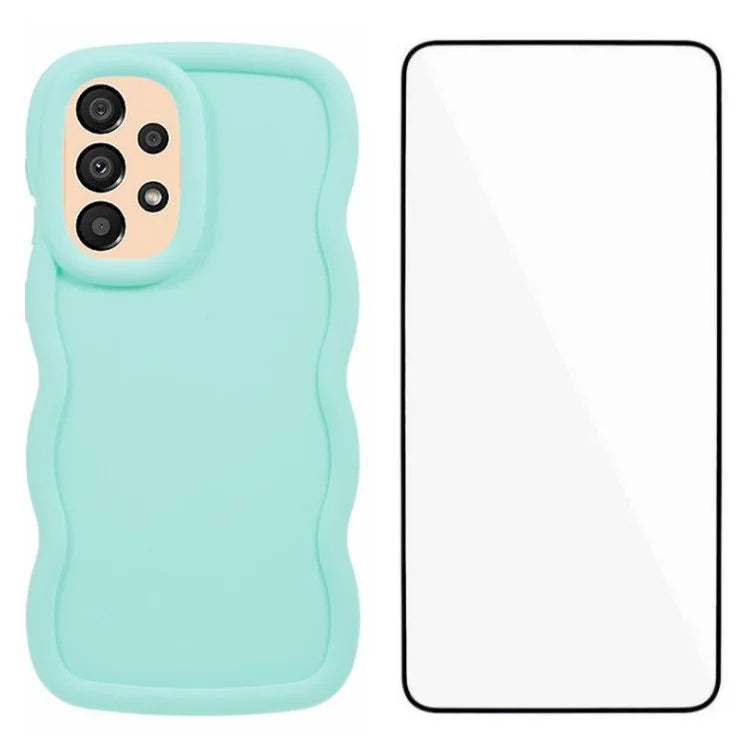 WANLONFENG XL Series for Samsung Galaxy A53 5G Case Wave Edge TPU Cover with Tempered Glass Film