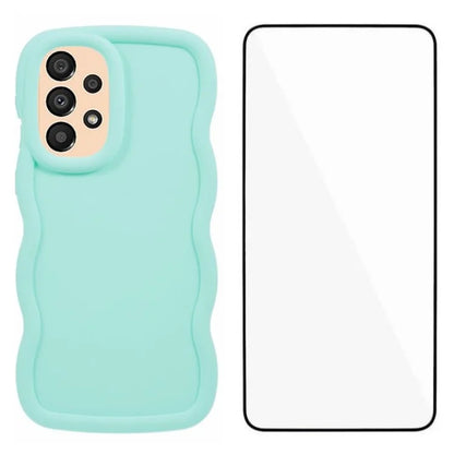WANLONFENG XL Series for Samsung Galaxy A53 5G Case Wave Edge TPU Cover with Tempered Glass Film
