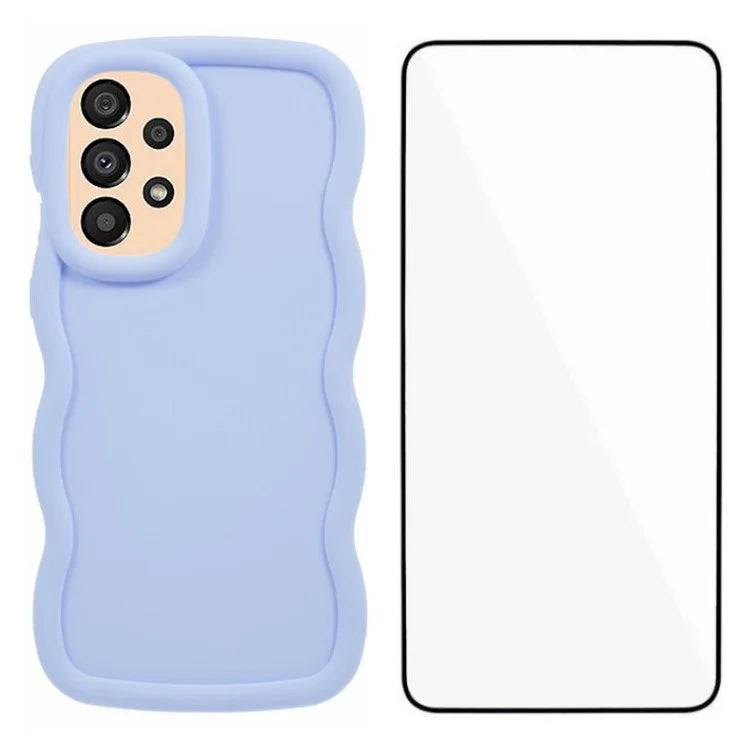 WANLONFENG XL Series for Samsung Galaxy A53 5G Case Wave Edge TPU Cover with Tempered Glass Film