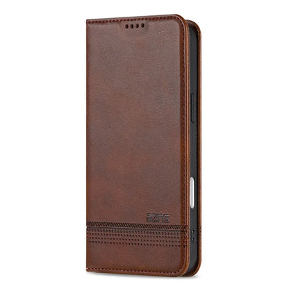 AZNS For iPhone 16 Plus Case Cowhide Texture PU Leather Wallet Phone Cover