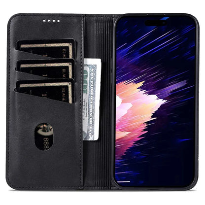 AZNS For iPhone 16 Plus Case Cowhide Texture PU Leather Wallet Phone Cover