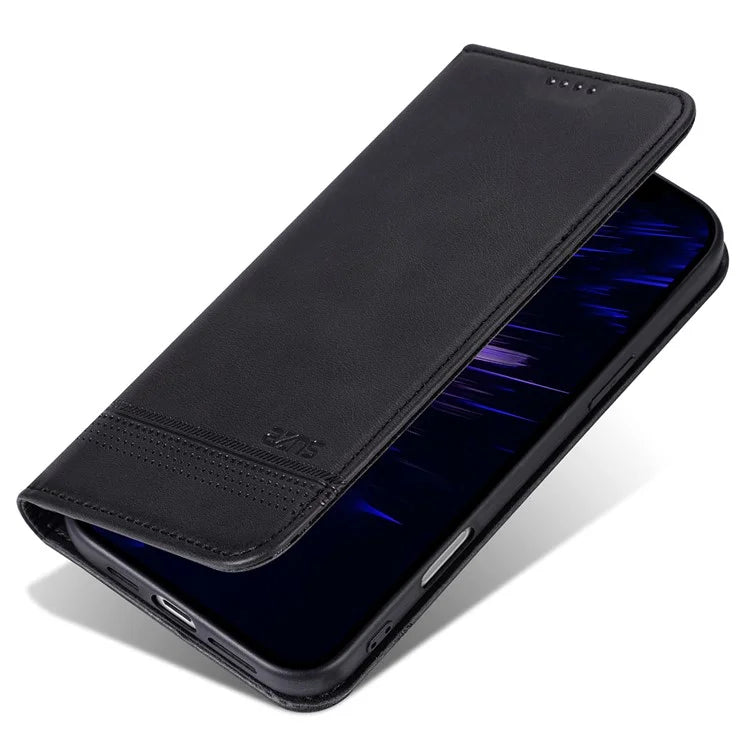 AZNS For iPhone 16 Plus Case Cowhide Texture PU Leather Wallet Phone Cover