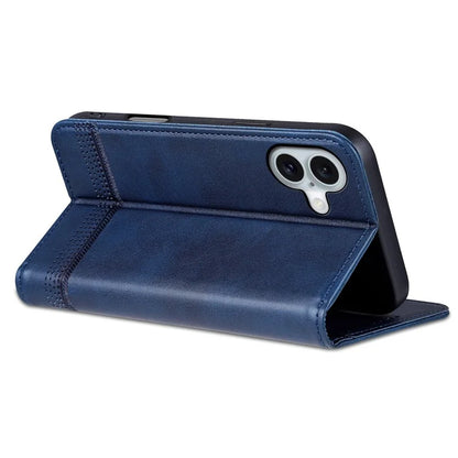AZNS For iPhone 16 Plus Case Cowhide Texture PU Leather Wallet Phone Cover
