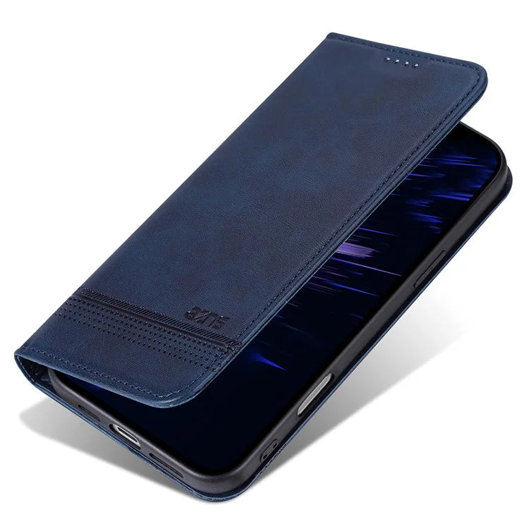 AZNS For iPhone 16 Plus Case Cowhide Texture PU Leather Wallet Phone Cover