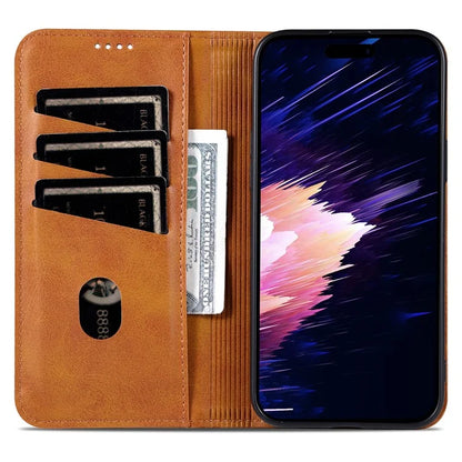 AZNS For iPhone 16 Plus Case Cowhide Texture PU Leather Wallet Phone Cover
