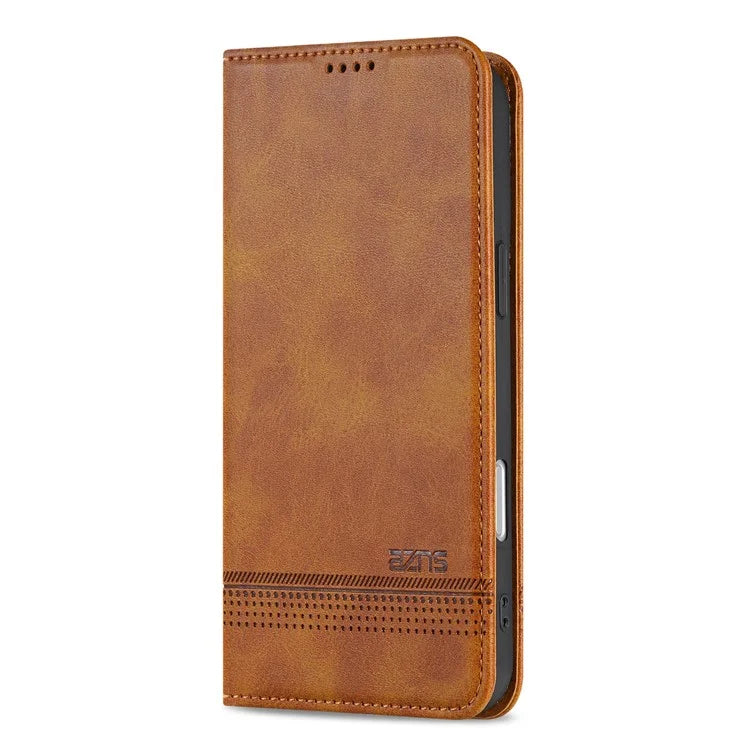 AZNS For iPhone 16 Plus Case Cowhide Texture PU Leather Wallet Phone Cover