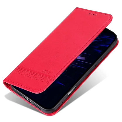 AZNS For iPhone 16 Plus Case Cowhide Texture PU Leather Wallet Phone Cover