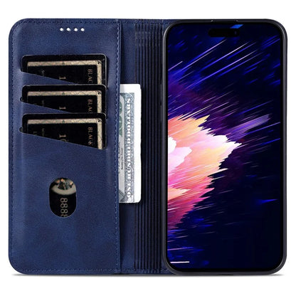AZNS For iPhone 16 Case Cowhide Texture PU Leather Wallet Phone Cover