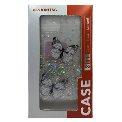 WANLONFENG AW Series for Xiaomi Redmi 13 5G / 4G Case with Screen Film TPU Phone Cover PVC Butterfly Epoxy