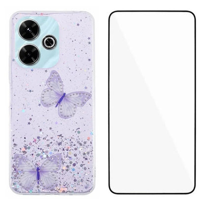 WANLONFENG AW Series for Xiaomi Redmi 13 5G / 4G Case with Screen Film TPU Phone Cover PVC Butterfly Epoxy
