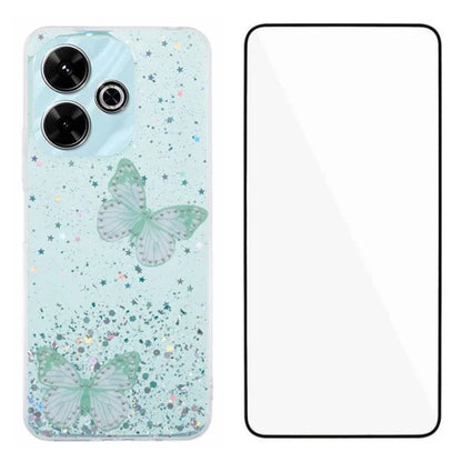 WANLONFENG AW Series for Xiaomi Redmi 13 5G / 4G Case with Screen Film TPU Phone Cover PVC Butterfly Epoxy
