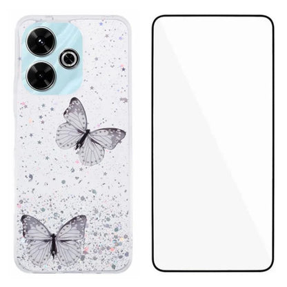 WANLONFENG AW Series for Xiaomi Redmi 13 5G / 4G Case with Screen Film TPU Phone Cover PVC Butterfly Epoxy