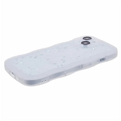 WANLONFENG JWT Series for iPhone 13 TPU Case Epoxy Phone Cover Wavy Edge with Tempered Glass