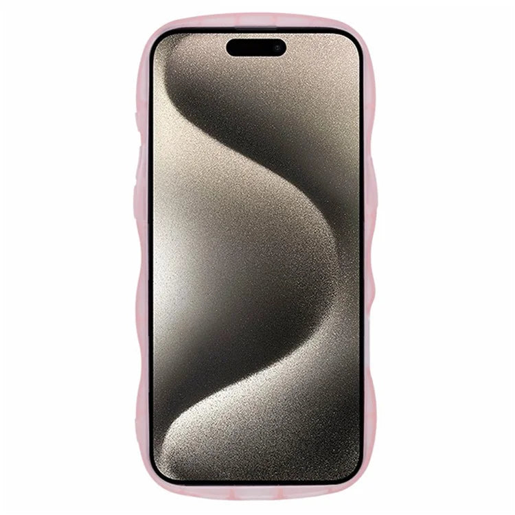 WANLONFENG JWT Series for iPhone 16 Pro Max TPU Case Epoxy Phone Cover Wavy Edge with Tempered Glass