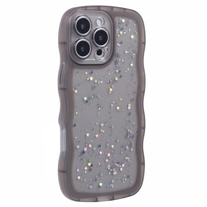 WANLONFENG JWT Series for iPhone 16 Pro Max TPU Case Epoxy Phone Cover Wavy Edge with Tempered Glass