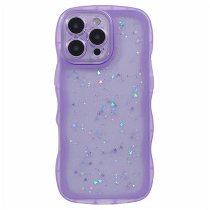 WANLONFENG JWT Series for iPhone 16 Pro Max TPU Case Epoxy Phone Cover Wavy Edge with Tempered Glass