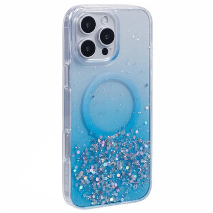 WANLONFENG JWT1 Series for iPhone 16 Pro Max Magnetic Case Epoxy Glitter TPU Phone Cover with Tempered Glass Film