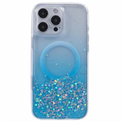 WANLONFENG JWT1 Series for iPhone 16 Pro Max Magnetic Case Epoxy Glitter TPU Phone Cover with Tempered Glass Film