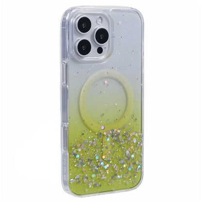 WANLONFENG JWT1 Series for iPhone 16 Pro Max Magnetic Case Epoxy Glitter TPU Phone Cover with Tempered Glass Film