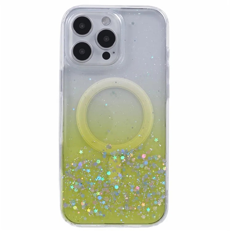 WANLONFENG JWT1 Series for iPhone 16 Pro Max Magnetic Case Epoxy Glitter TPU Phone Cover with Tempered Glass Film