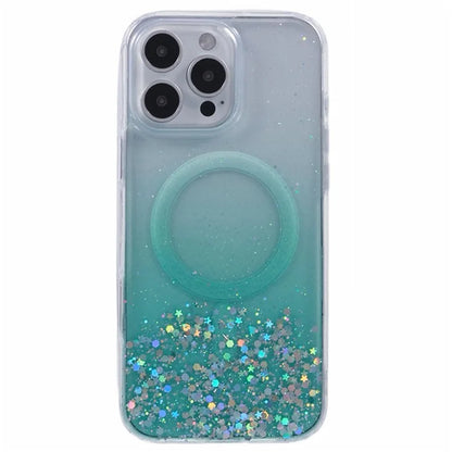 WANLONFENG JWT1 Series for iPhone 16 Pro Max Magnetic Case Epoxy Glitter TPU Phone Cover with Tempered Glass Film
