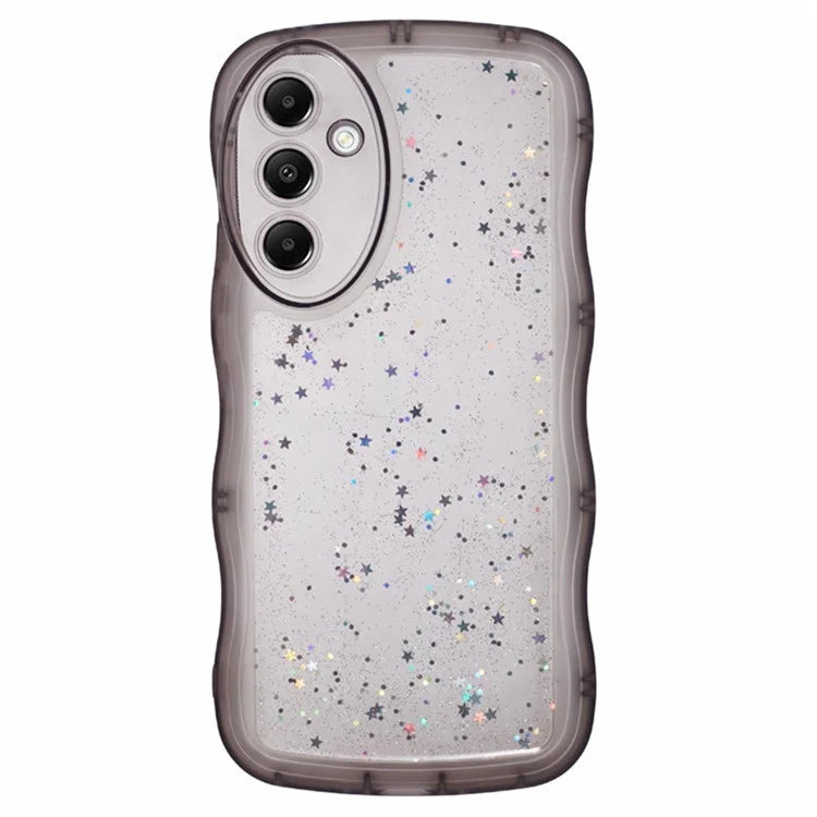 WANLONFENG JWT Series for Samsung Galaxy A55 5G TPU Case Epoxy Phone Cover Wavy Edge with Tempered Glass